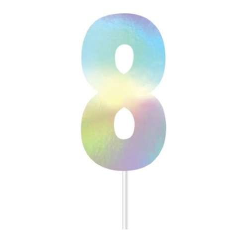 Iridescent Cake Topper - Number 8